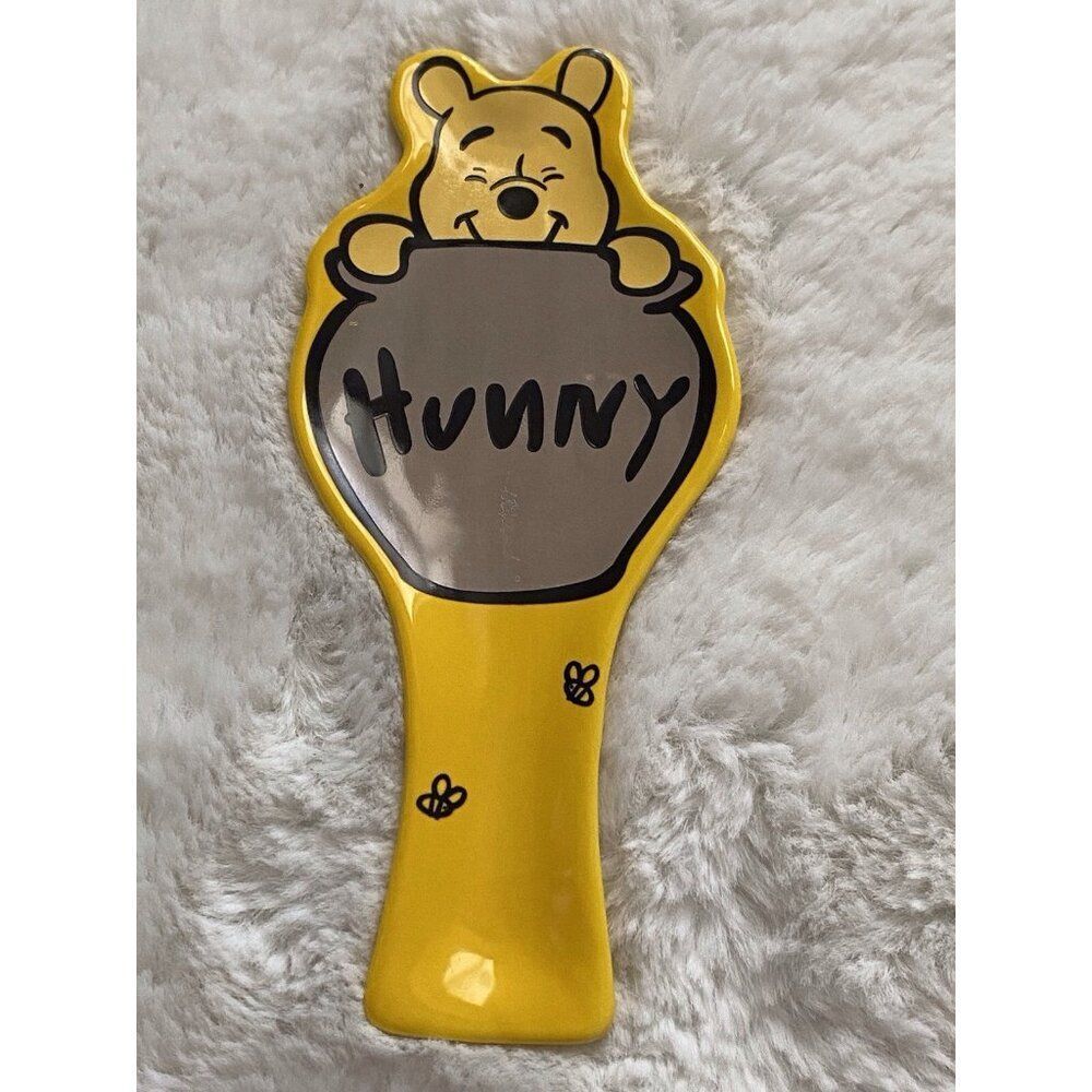 Disney Winnie The Pooh Hunny Honey Pot‎ Bees Spoon Rest Ceramic Yellow NEW